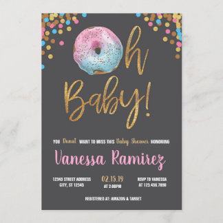 Donut Twins Neutral baby Shower Invitation