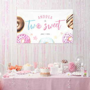 Donut Two Sweet 2nd Birthday Banner