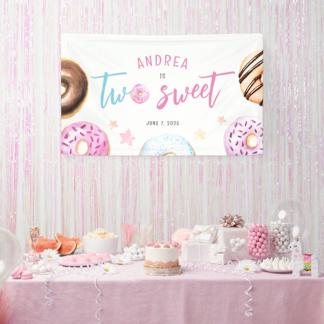 Donut Two Sweet 2nd Birthday Banner (Party)