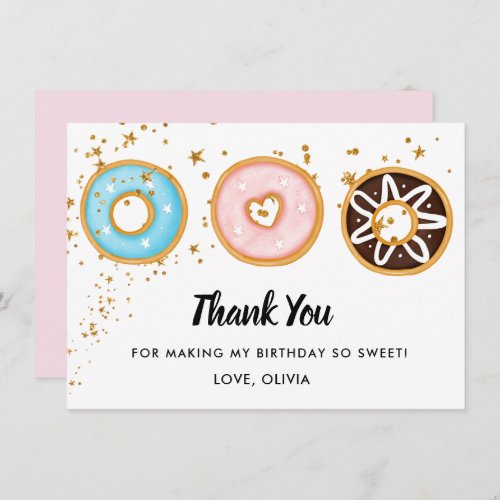 Donut Two Sweet 2nd Birthday Flat Thank You Card
