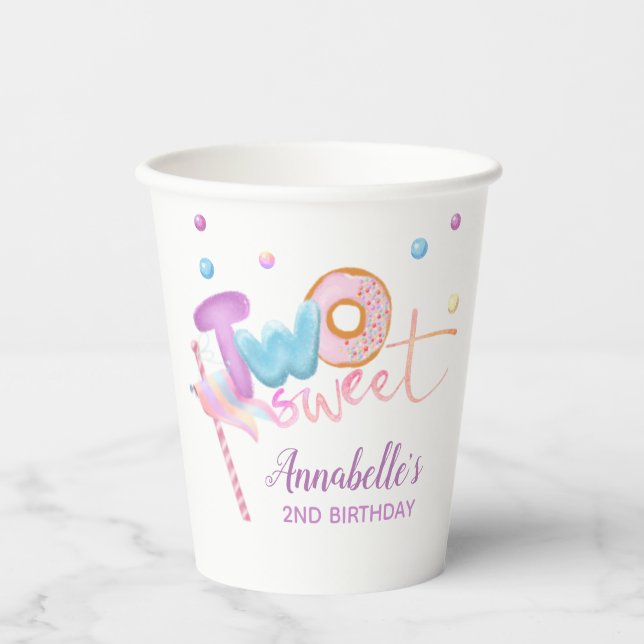Donut Two Sweet 2nd Birthday  Paper Cups (Front)