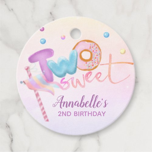 Donut Two Sweet 2nd Birthday  Paper Cups Favor Tags