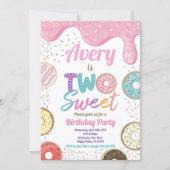 Donut Two Sweet 2nd Birthday Party Pink Pastel Invitation (Front)