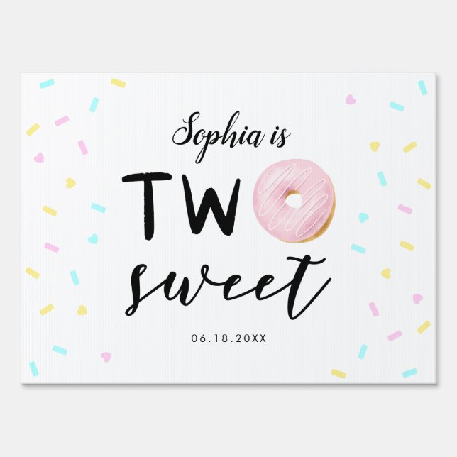 Donut Two Sweet 2nd Birthday Party Sign (Front)
