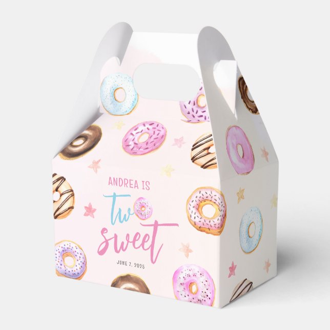 Donut Two Sweet Girl 2nd Birthday Favor Boxes (Front Side)