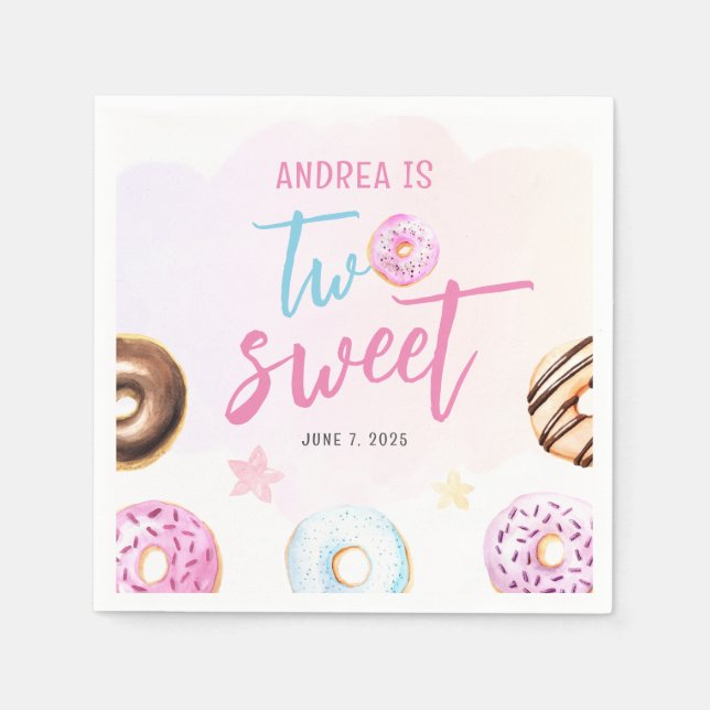 Donut Two Sweet Girl 2nd Napkins (Front)