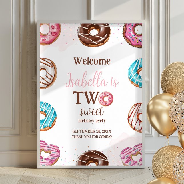 Donut Two Sweet Girl Sprinkles Poster Welcome Sign (Creator Uploaded)