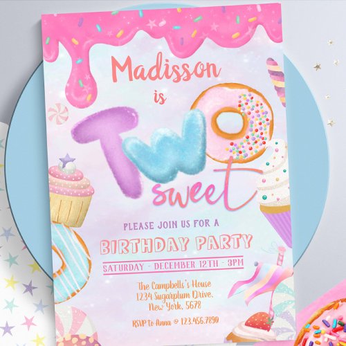 Donut Two Sweet One Invitation