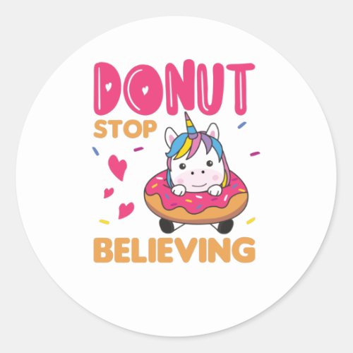 Donut Unicorn Pun Colorful Unicorns Donuts Classic Round Sticker