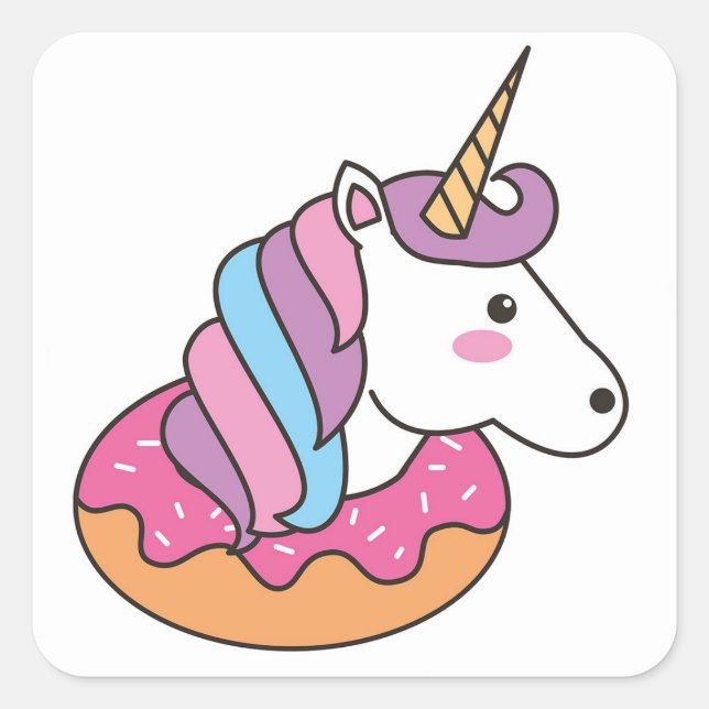 Donut unicorn square sticker (Front)