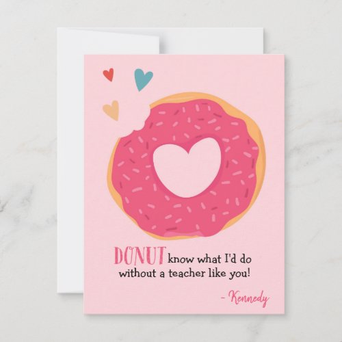 Donut Valentine Holiday Teacher Card