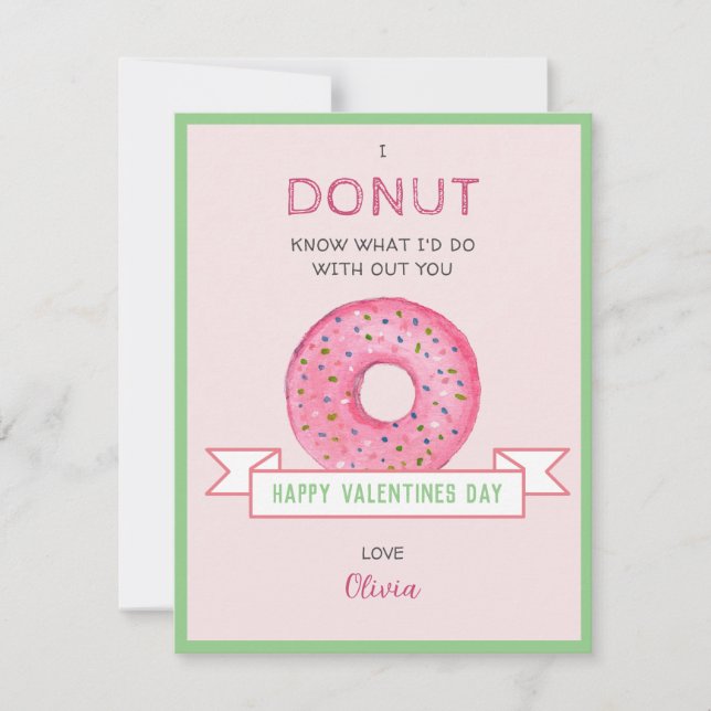 Donut Valentines day Mini flat  Note Card (Front)
