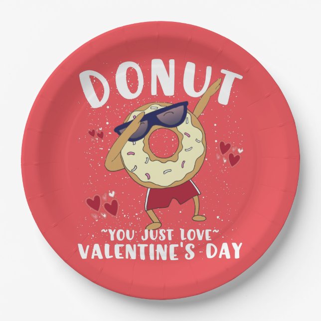 Donut Valentines Day Paper Plates (Front)