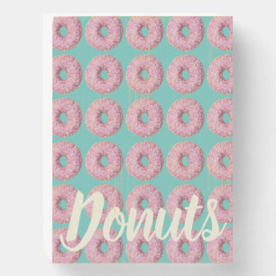 Donut Vegan Pattern for Vegetarian Sweet Tooth Wooden Box Sign