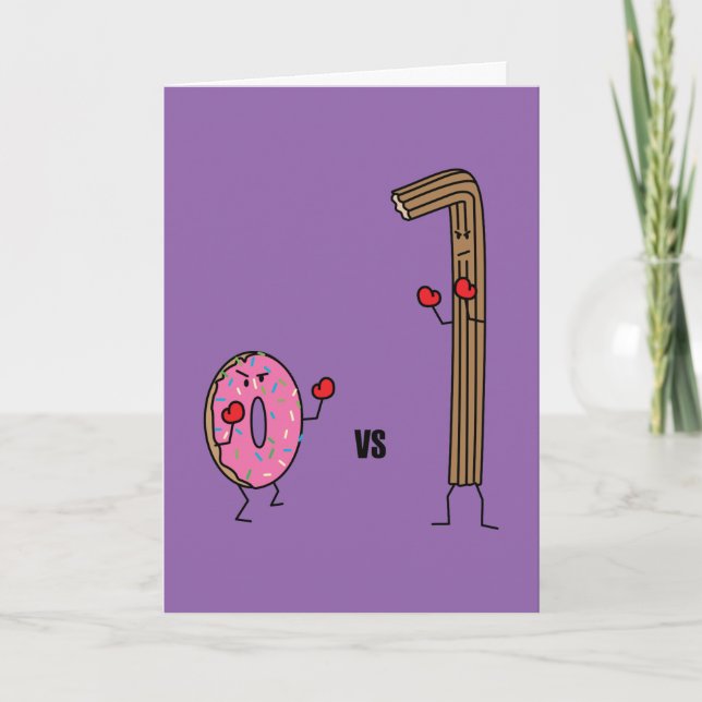 Donut versus Churro dessert fried dough sugar vs. Thank You Card (Front)