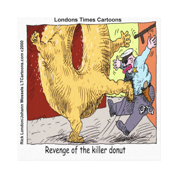 Donut Vs Police Funny Cartoon Canvas Print | Zazzle Donut Vs Police Funny Cartoon Canvas Print | Zazzle