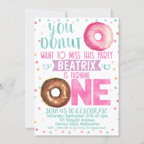 Donut Want To Miss This 1st Birthday Invitation