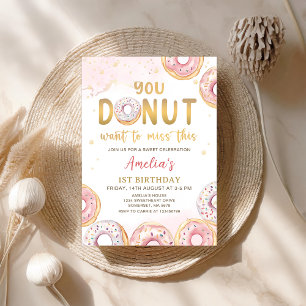 Donut Want To Miss This Pink Donut Birthday Invitation