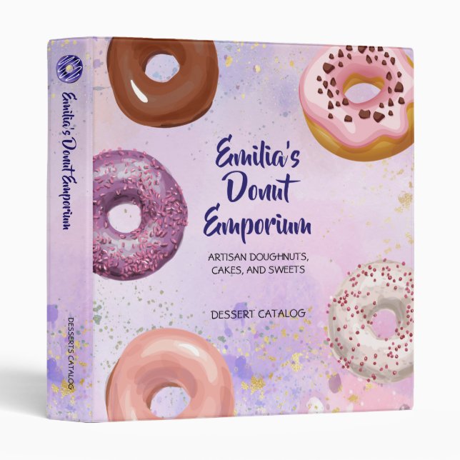 Donut Watercolor 3 Ring Binder (Front/Spine)