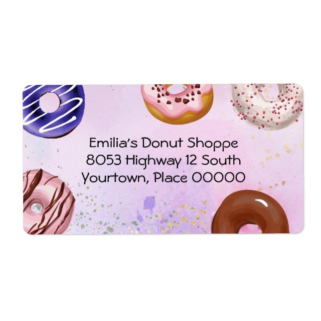Donut Watercolor Address Label (Front)