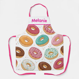 Donut Watercolor Sweet Tasty Girly Pattern Apron