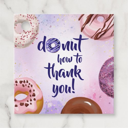 Donut Watercolor Thank You Favor Tags
