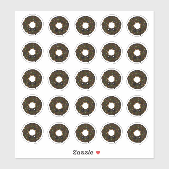 Donut with Chocolate Frosting and Sprinkles Sticker (Sheet)