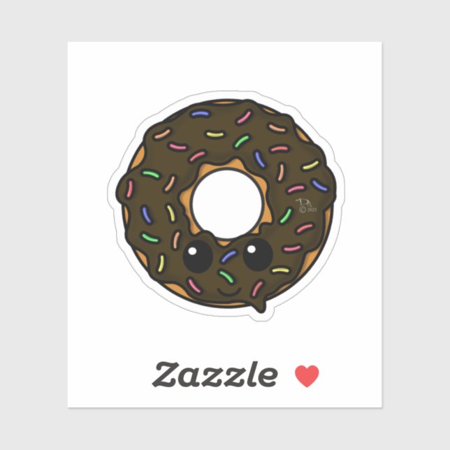 Donut with Chocolate Frosting and Sprinkles Sticker (Sheet)