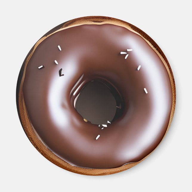 Donut with Chocolate Frosting and White Sprinkles Magnet (Front)