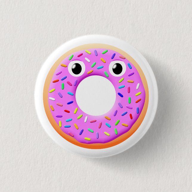 Donut With Eyes And Sprinkles Drawing Button (Front)