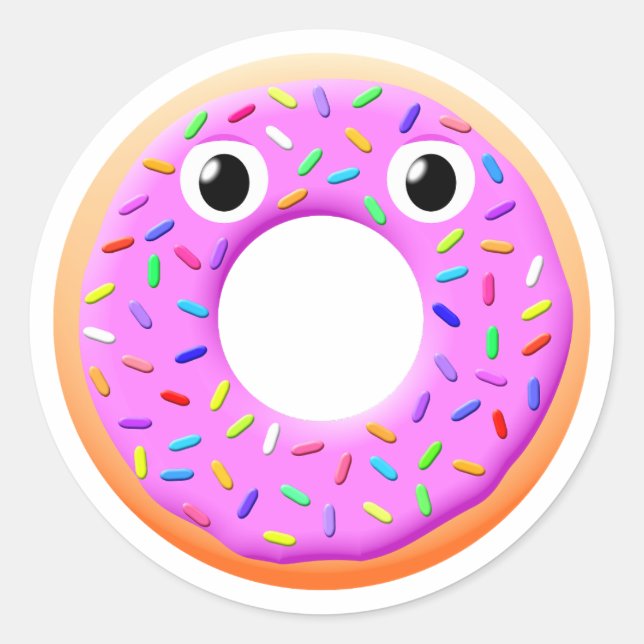 Donut With Eyes And Sprinkles Drawing Classic Round Sticker (Front)