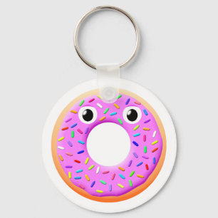 Donut With Eyes And Sprinkles Drawing Keychain