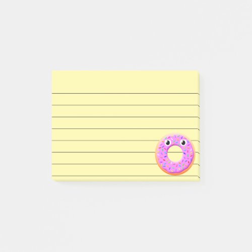 Donut With Eyes And Sprinkles Drawing Lined 4x3 Post_it Notes