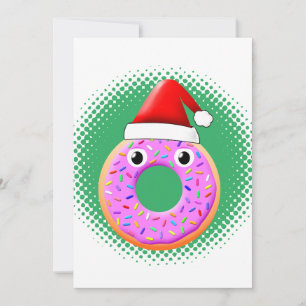 Donut With Eyes And Sprinkles Santas Hat Drawing Holiday Card
