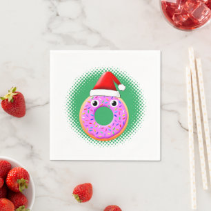 Donut With Eyes And Sprinkles Santas Hat Drawing Napkins
