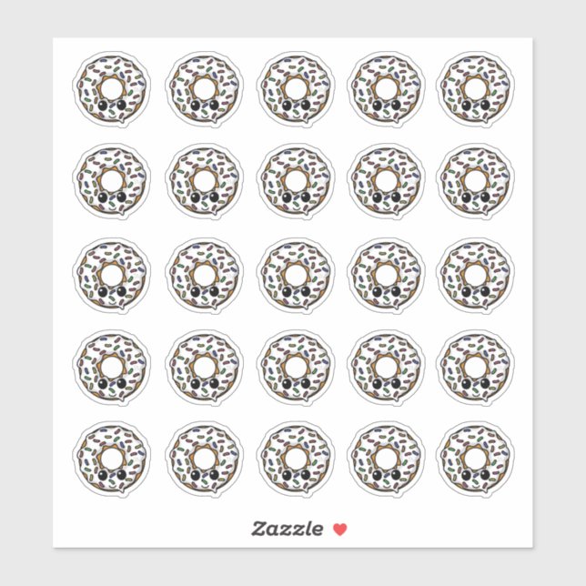 Donut with Frosting and Sprinkles Sticker (Sheet)