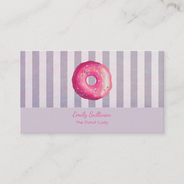 Donut With Pink Frosting And Sprinkles Business Card (Front)