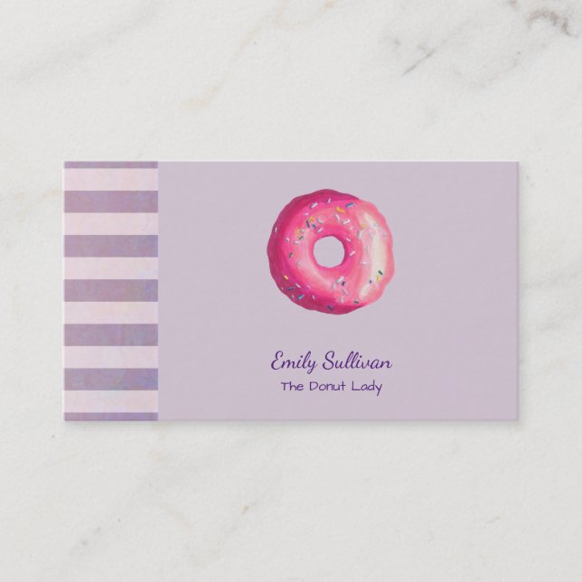 Donut With Pink Frosting And Sprinkles Business Card (Front)