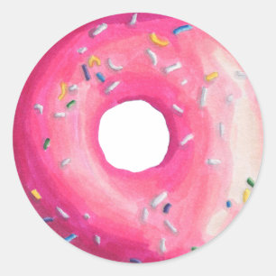 Donut With Pink Frosting And Sprinkles Classic Round Sticker