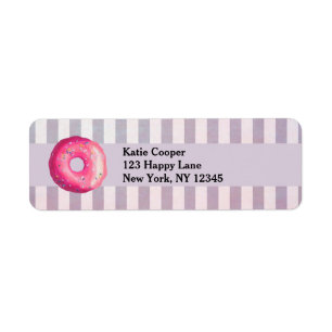 Donut With Pink Frosting And Sprinkles Label
