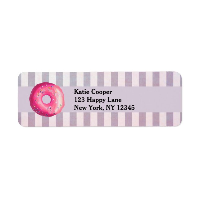 Donut With Pink Frosting And Sprinkles Label (Front)