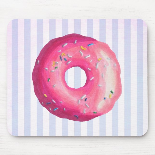 Donut With Pink Frosting And Sprinkles Mouse Pad (Front)