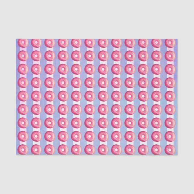 Donut With Pink Frosting And Sprinkles On Stripes Tissue Paper (Front)