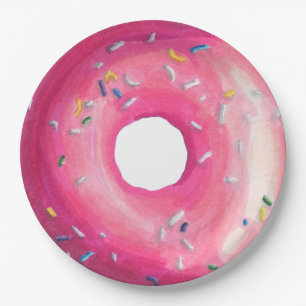 Donut With Pink Frosting And Sprinkles Paper Plates
