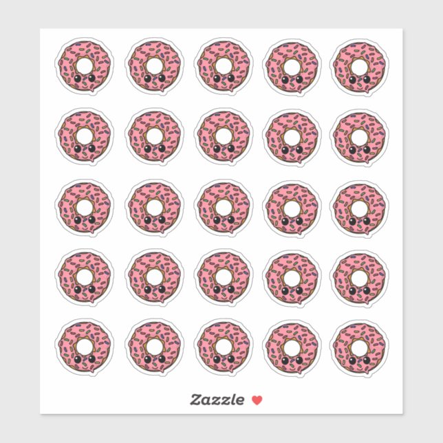 Donut with Pink Frosting and Sprinkles Sticker (Sheet)