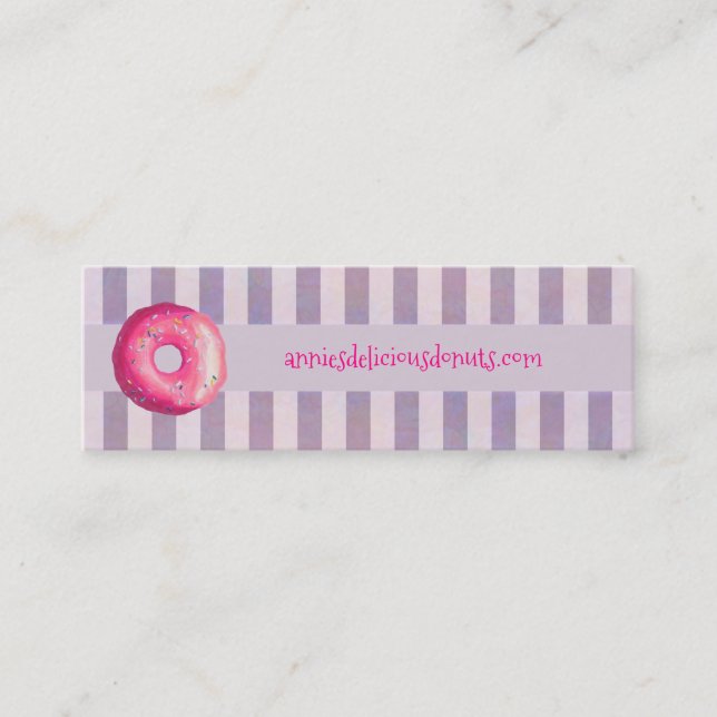 Donut With Pink Frosting And Sprinkles Website Mini Business Card (Front)