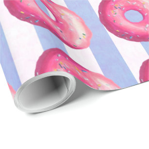 Donut With Pink Frosting And Sprinkles Wrapping Paper