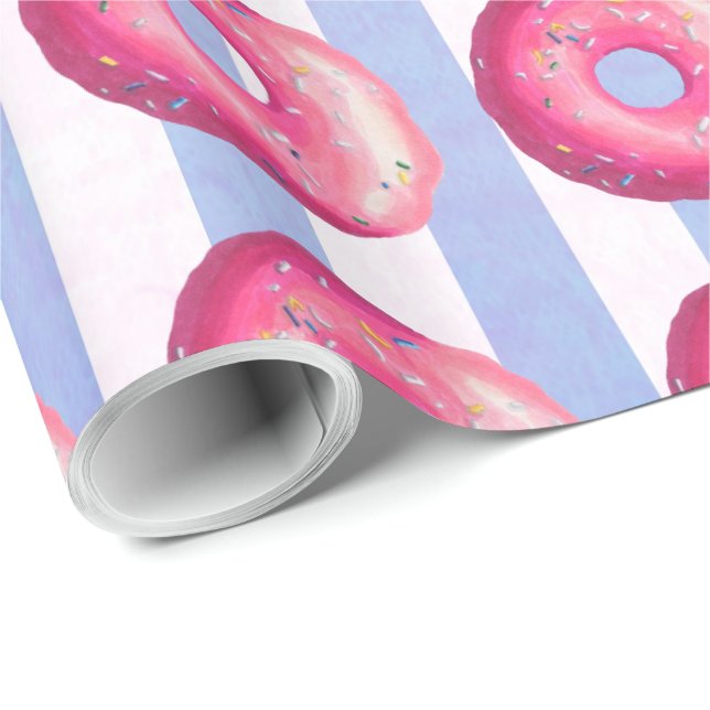 Donut With Pink Frosting And Sprinkles Wrapping Paper (Roll Corner)