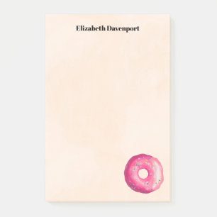 Donut With Pink Frosting & Sprinkles Personalized Post-it Notes