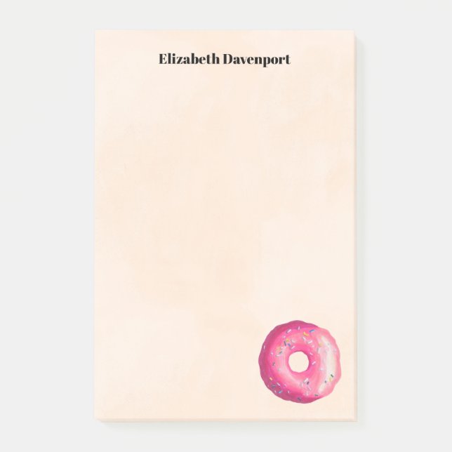 Donut With Pink Frosting & Sprinkles Personalized Post-it Notes (Front)
